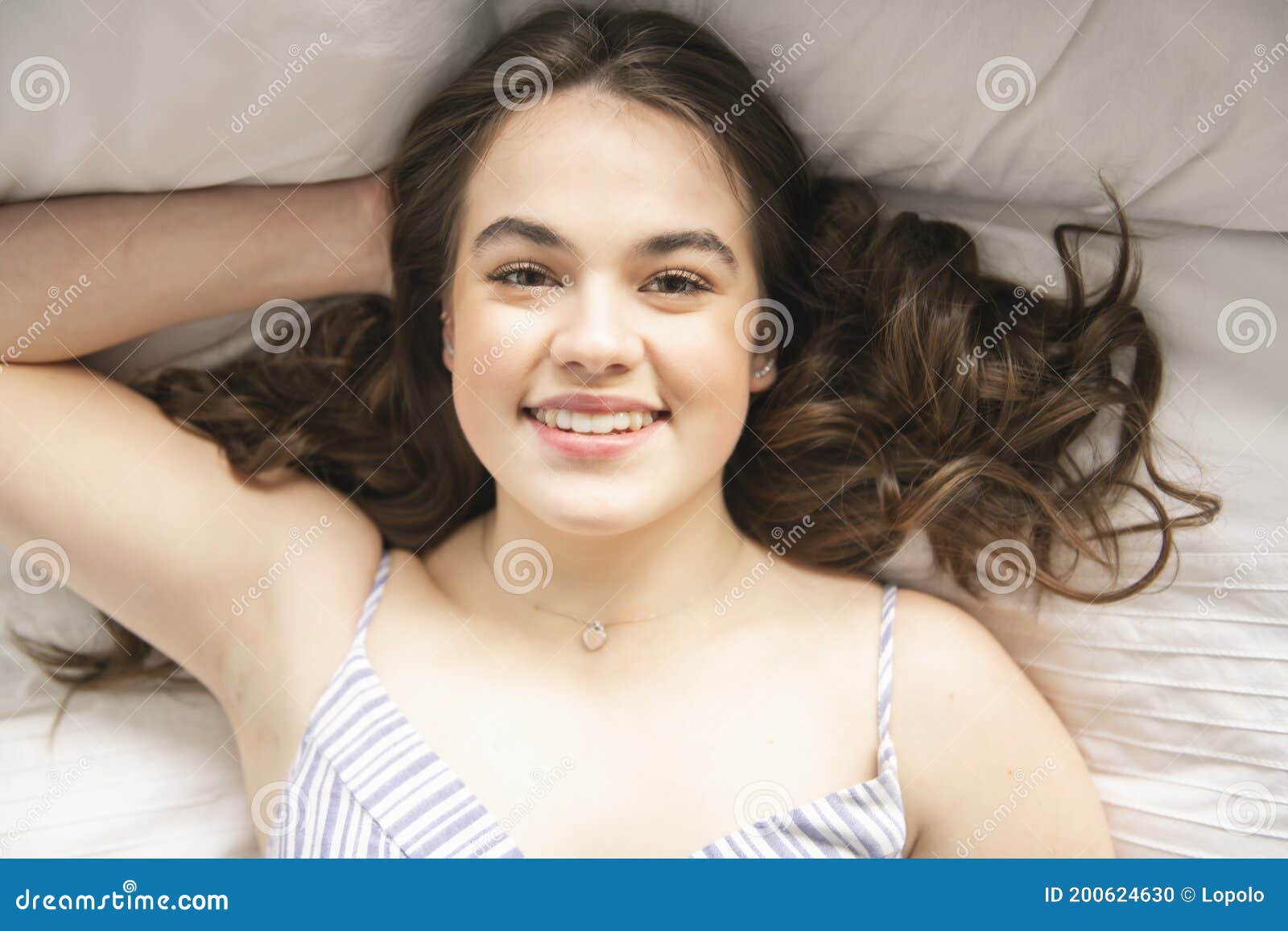 Pajamas Women on Bed Relaxing on the Morning Stock Photo - Image of ...