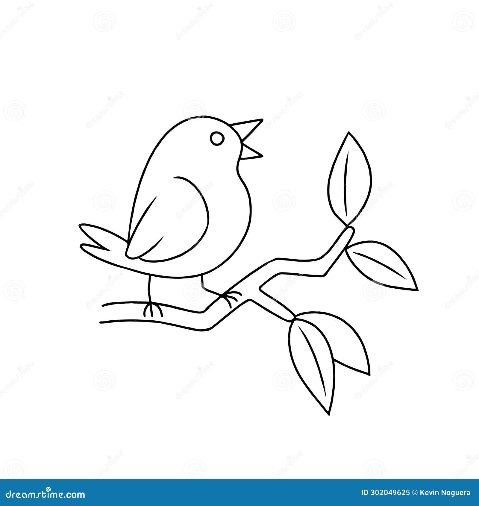 line drawing of a bird in black and white for coloring 