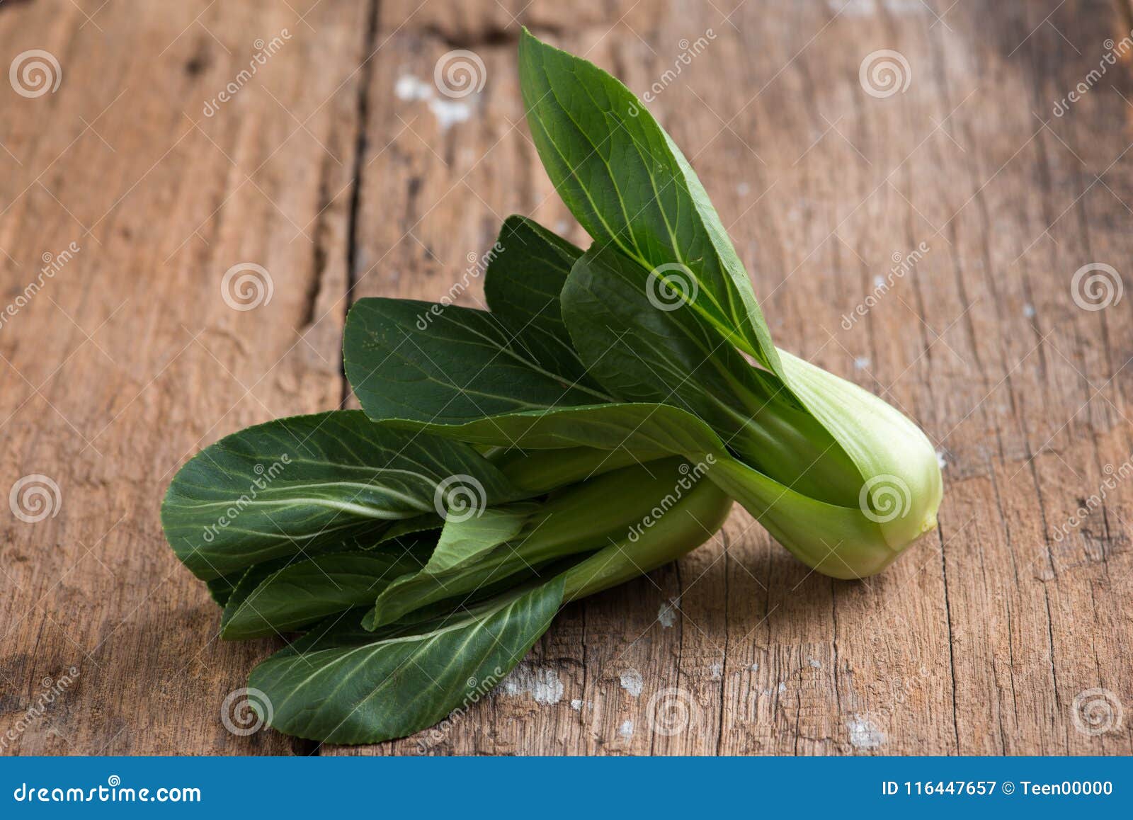 pak choy, fresh chinese cabbage on wood background