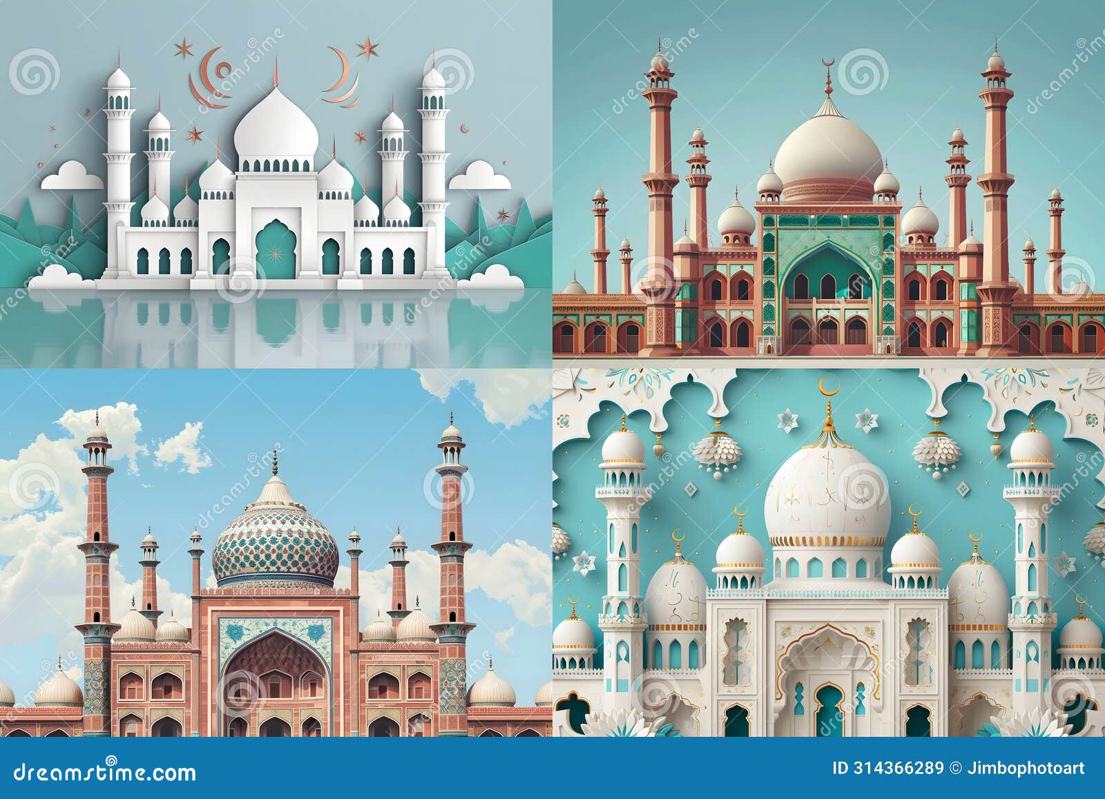 pakistan day mosque pattern template, flat 