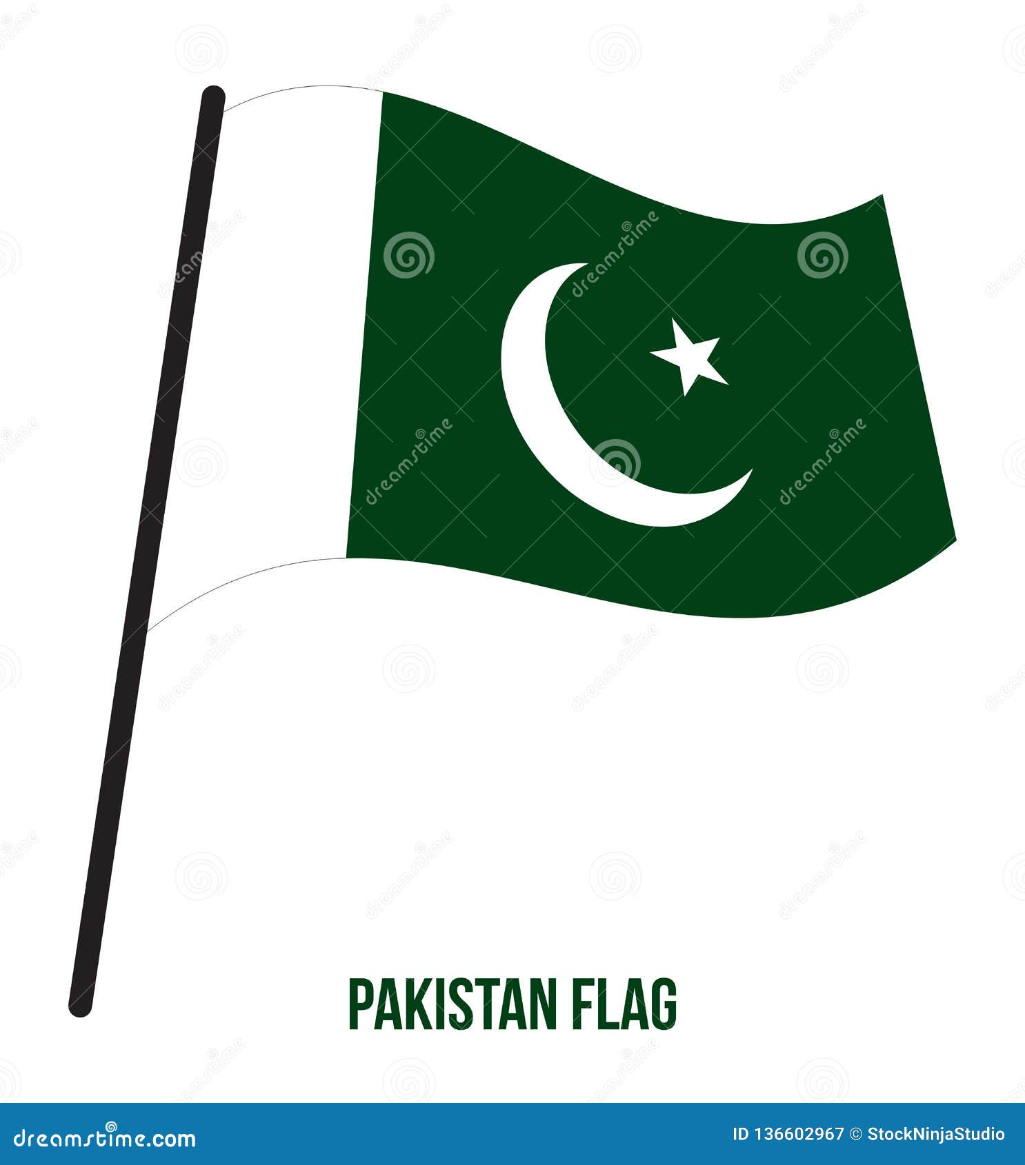 Pakistan Flag Waving Vector Illustration on White Background. Pakistan ...
