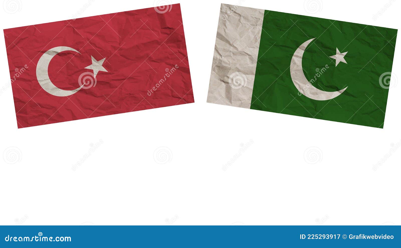 Pakistan and Turkey Flags Together Paper Texture Illustration Stock Illustration Illustration