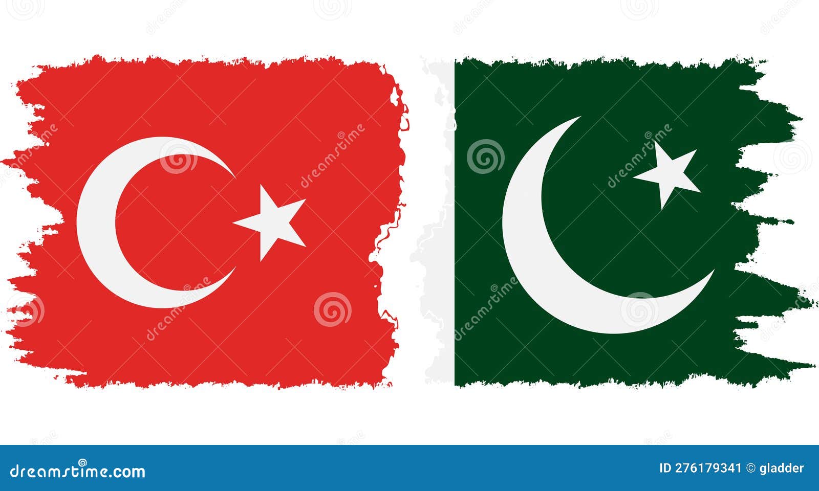 Pakistan and Turkey Grunge Flags Connection Vector Stock Vector
