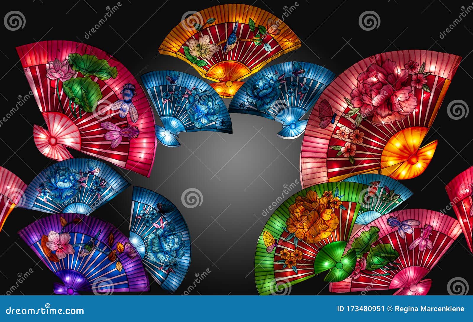 Stage Decoration by Chinese Fans. Editorial Photo - Illustration ...