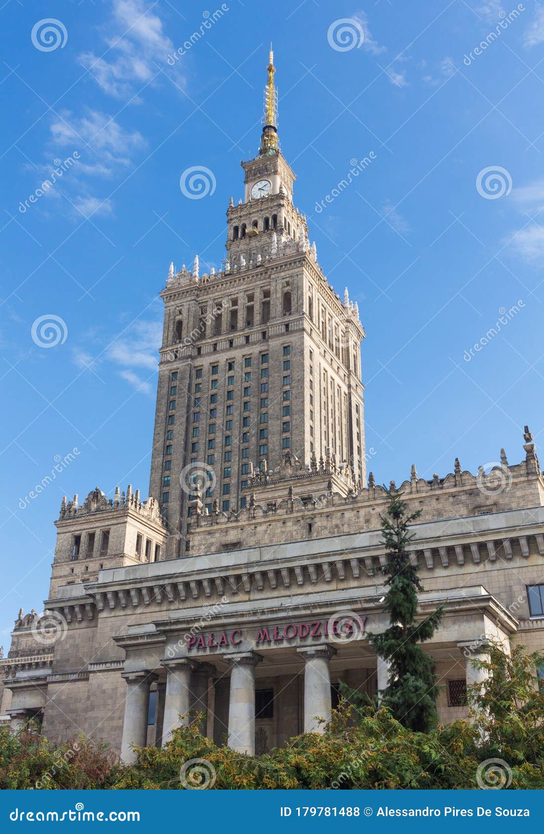 the palace of culture and science paÃâac kultury i nauki or pkin in warsaw, poland.