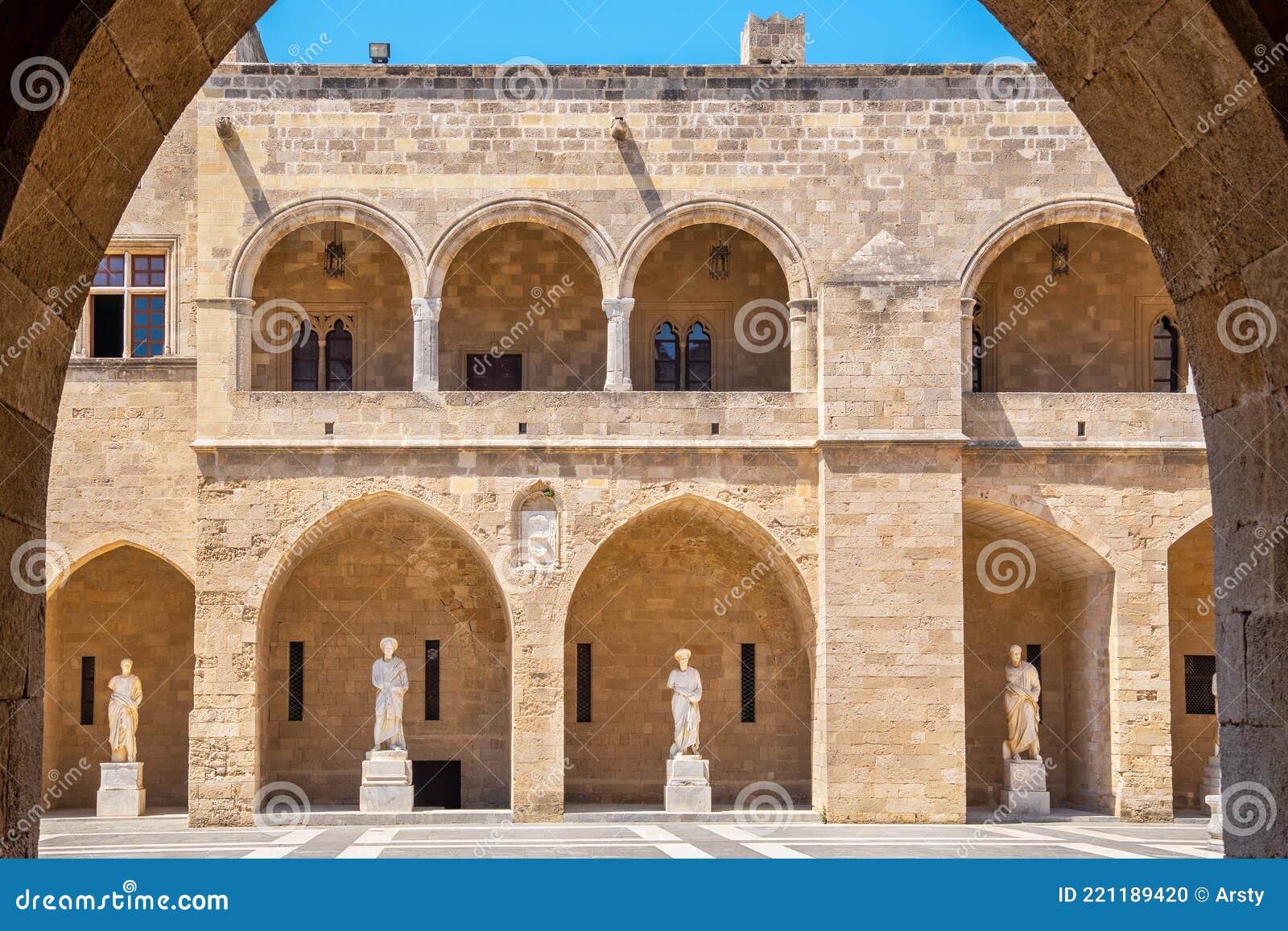 Sightseeing Of Rhodes. Grand masters Palace in Rhodes old town, Rhodes  island, Dodecanese Islands, Greece Stock Photo