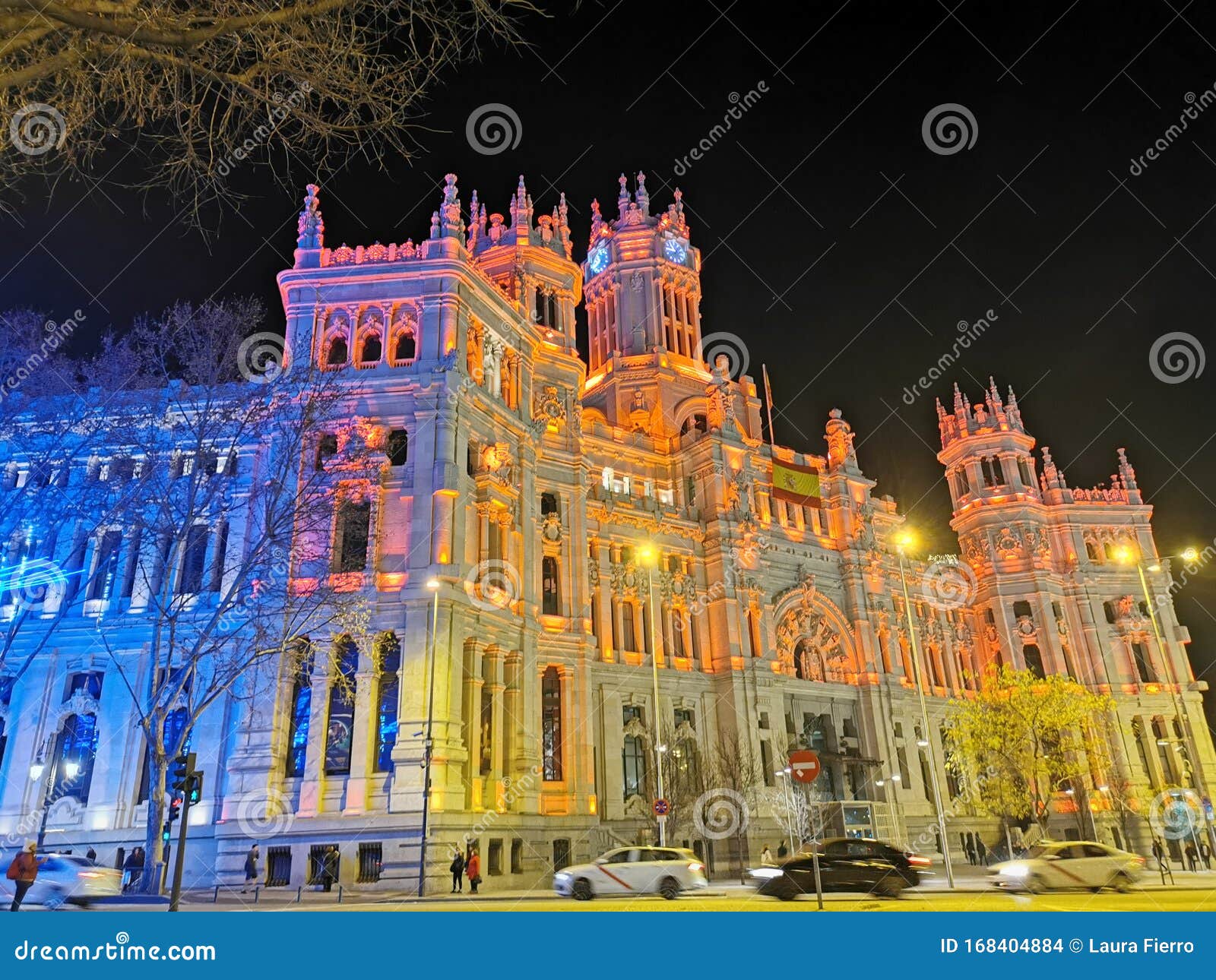 palace in madrid night lights