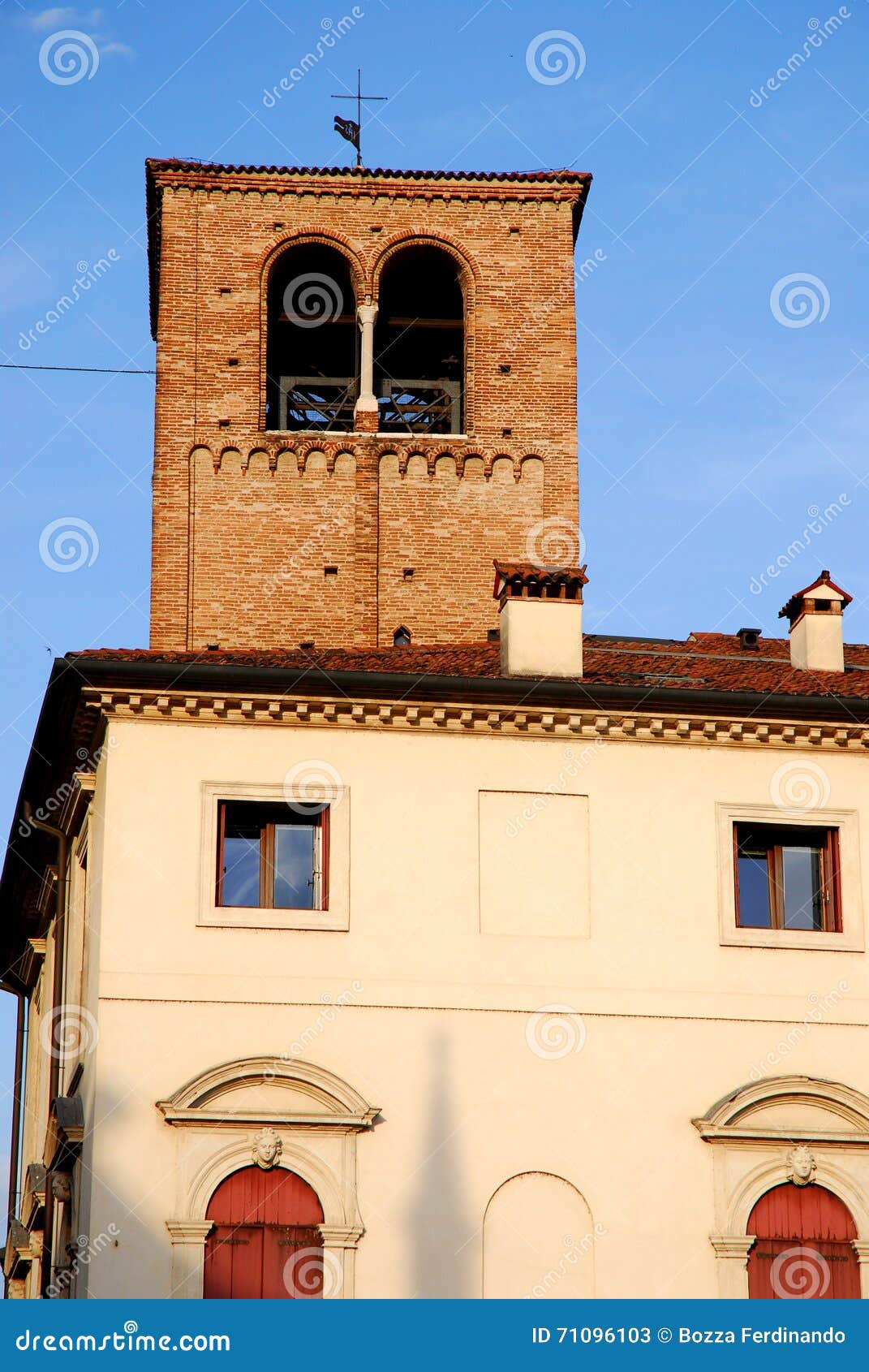 palace and medieval tower in vicenza in veneto (italy)