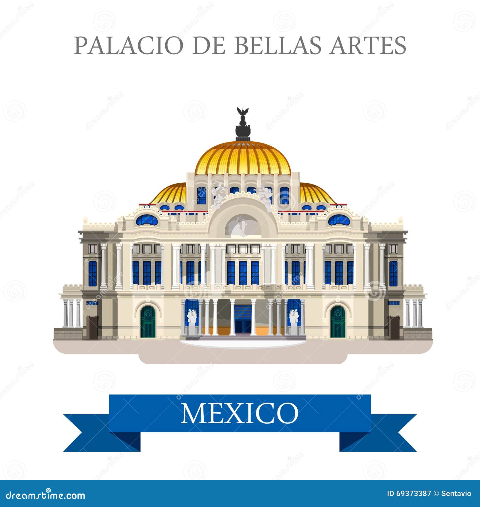 palacio de bellas artes mexico  flat attraction landmarks