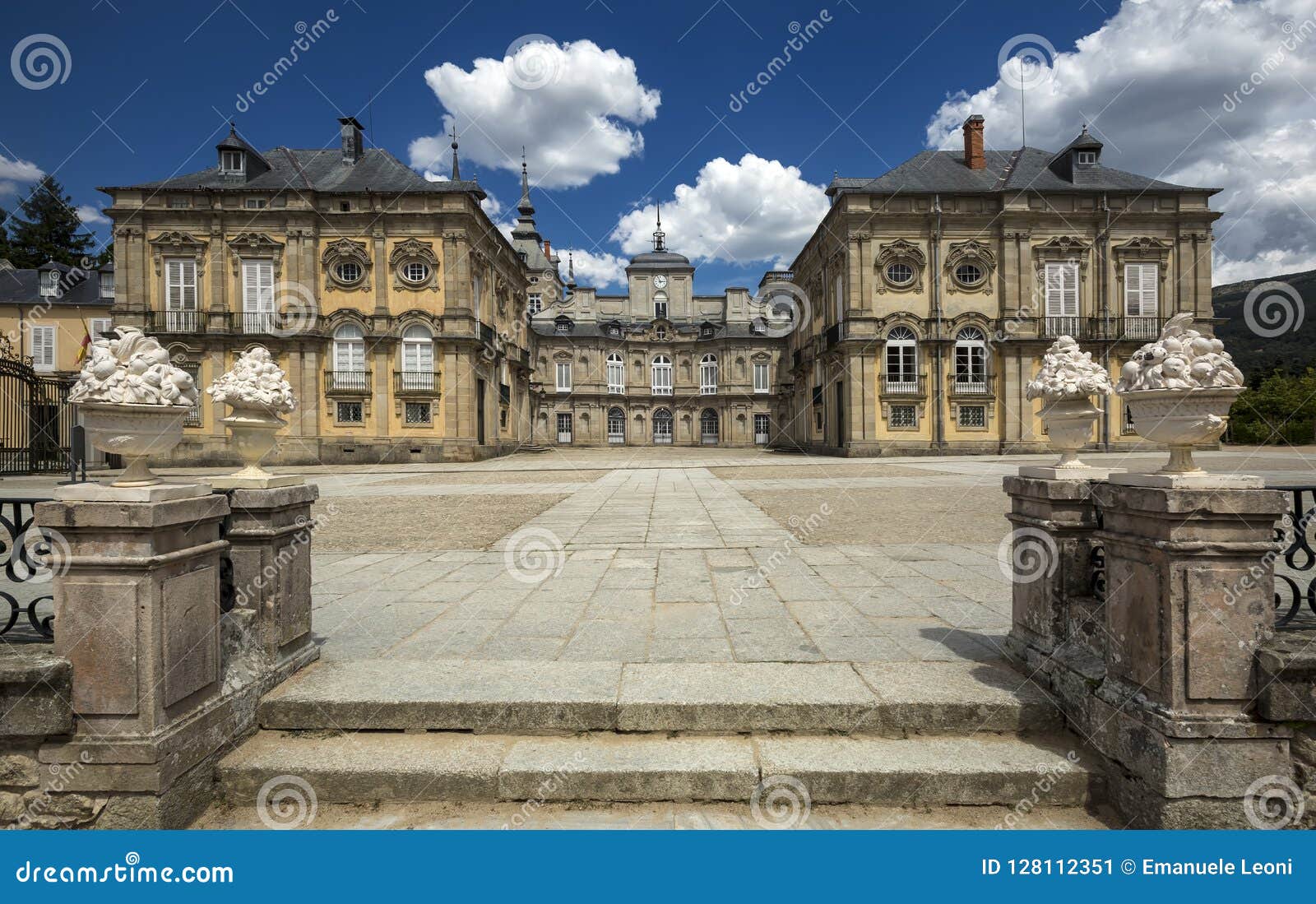 palacio de la granja de san ildefonso in segovia, spain. beautiful villa with gardens and classical sources.