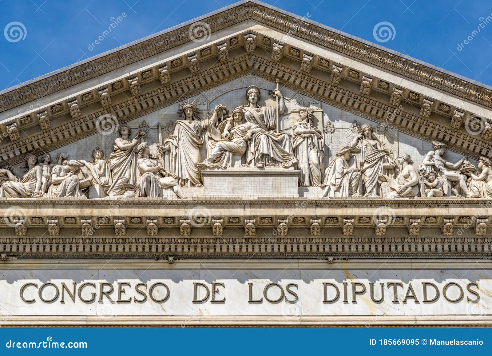 palacio de las cortes or congreso de los diputados congress of deputies, spanish parliament in madrid