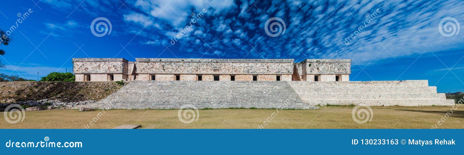 palacio del gobernador governor`s palace building in the ruins of the ancient mayan city uxmal, mexi