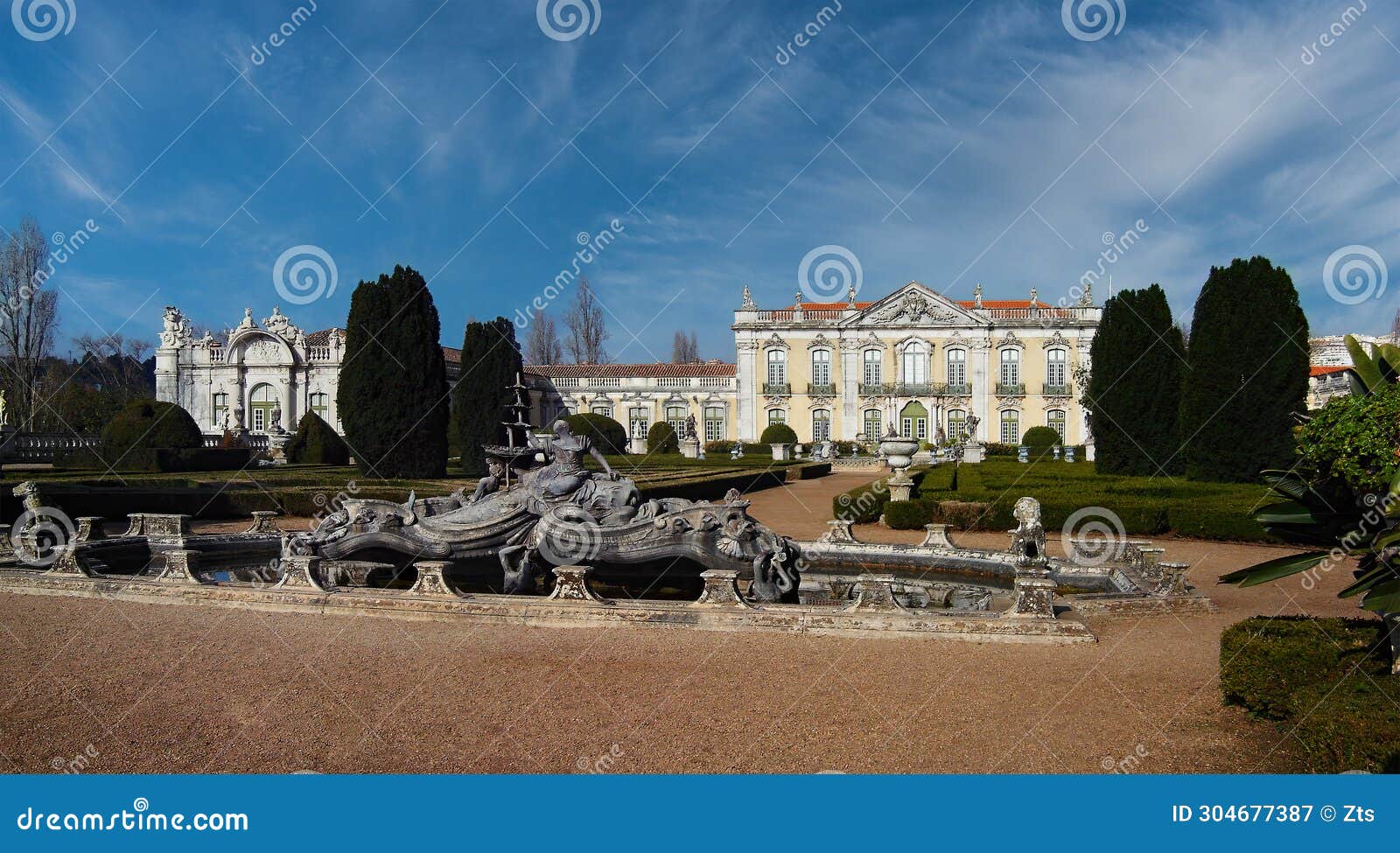 palacio nacional de queluz national palace. amphitrite or nereidas lake in neptune gardens.