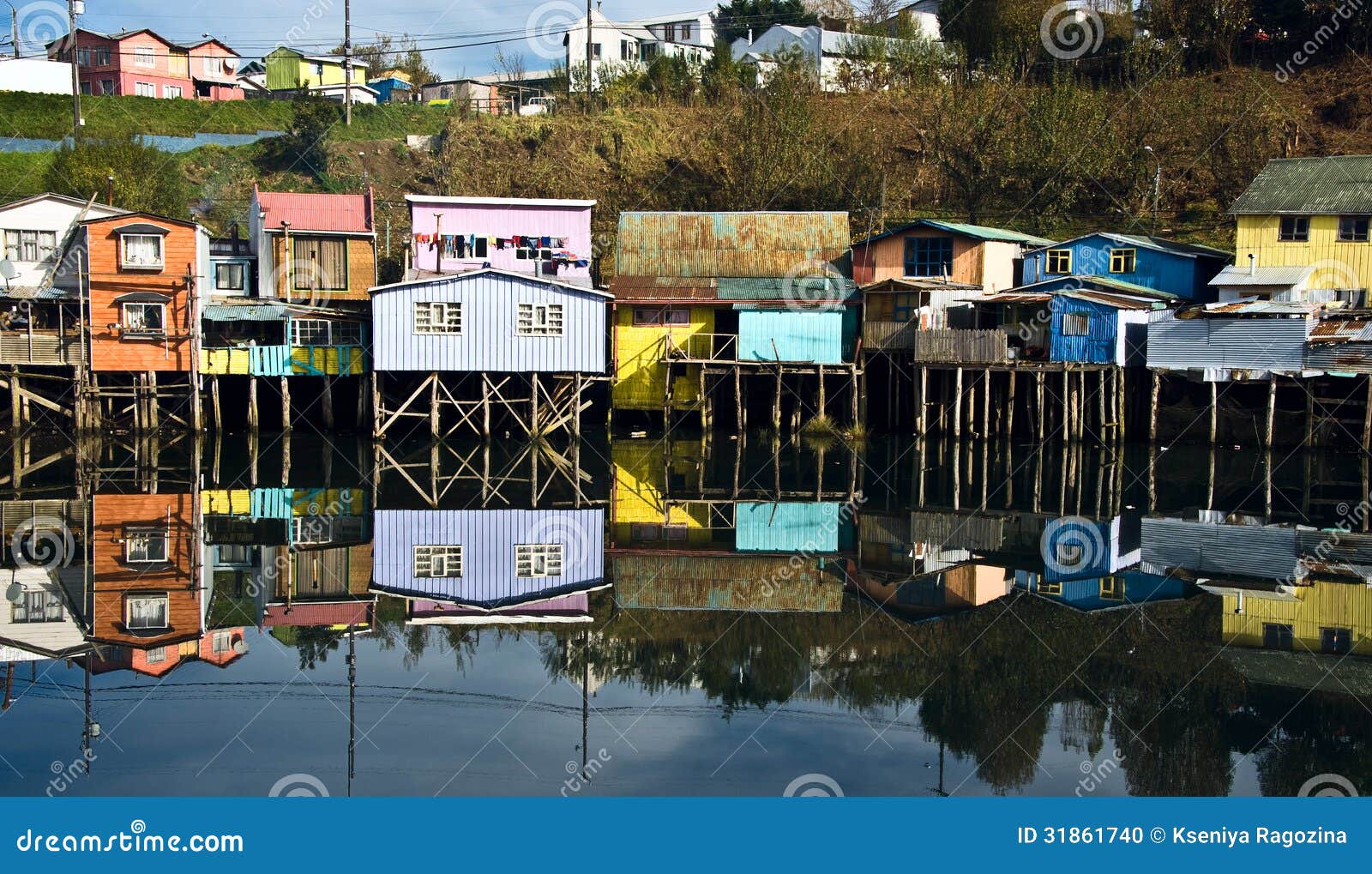 palafito houses above the water in castro, chiloe, chile