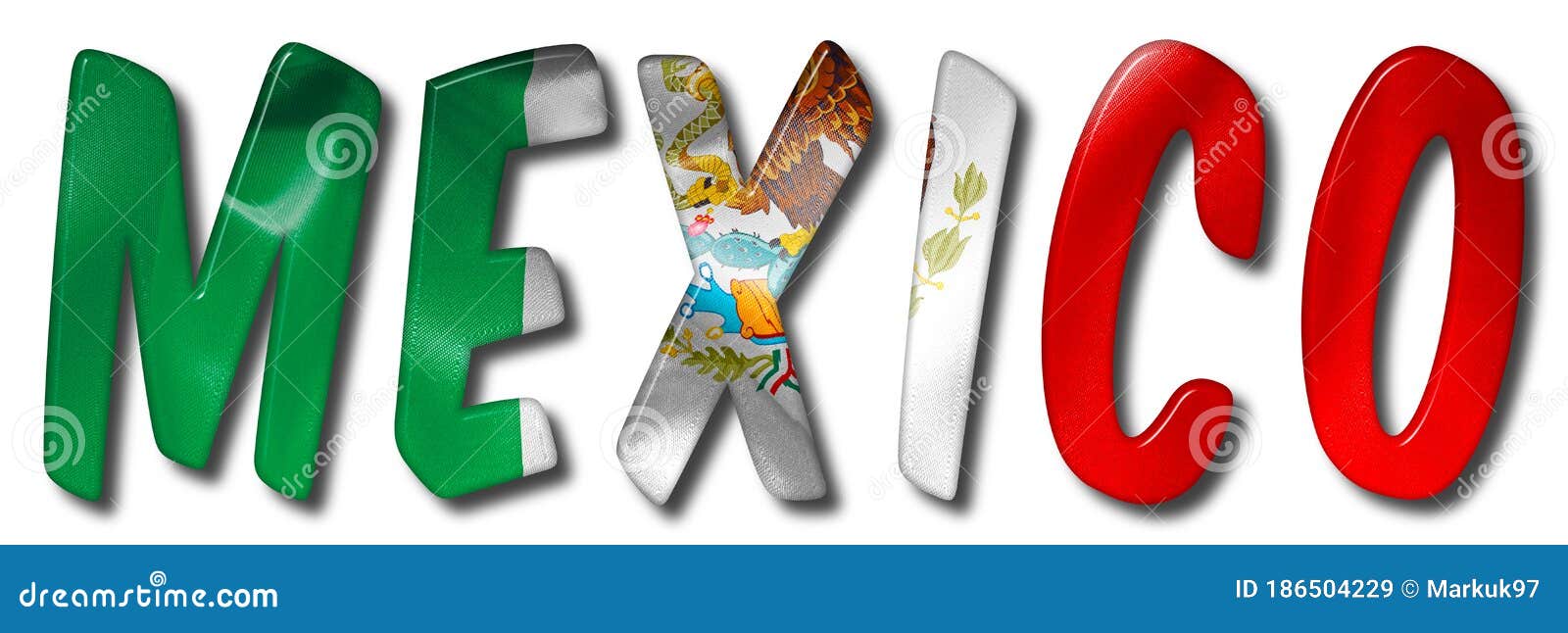 Palavra México Com Textura De Bandeira Ilustração Stock Ilustração De