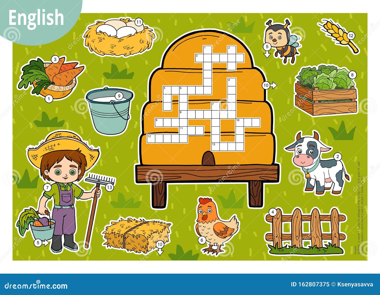 jogo de palavras cruzadas com frutas. página educacional para crianças - palavras em inglês 4569765 Vetor no Vecteezy