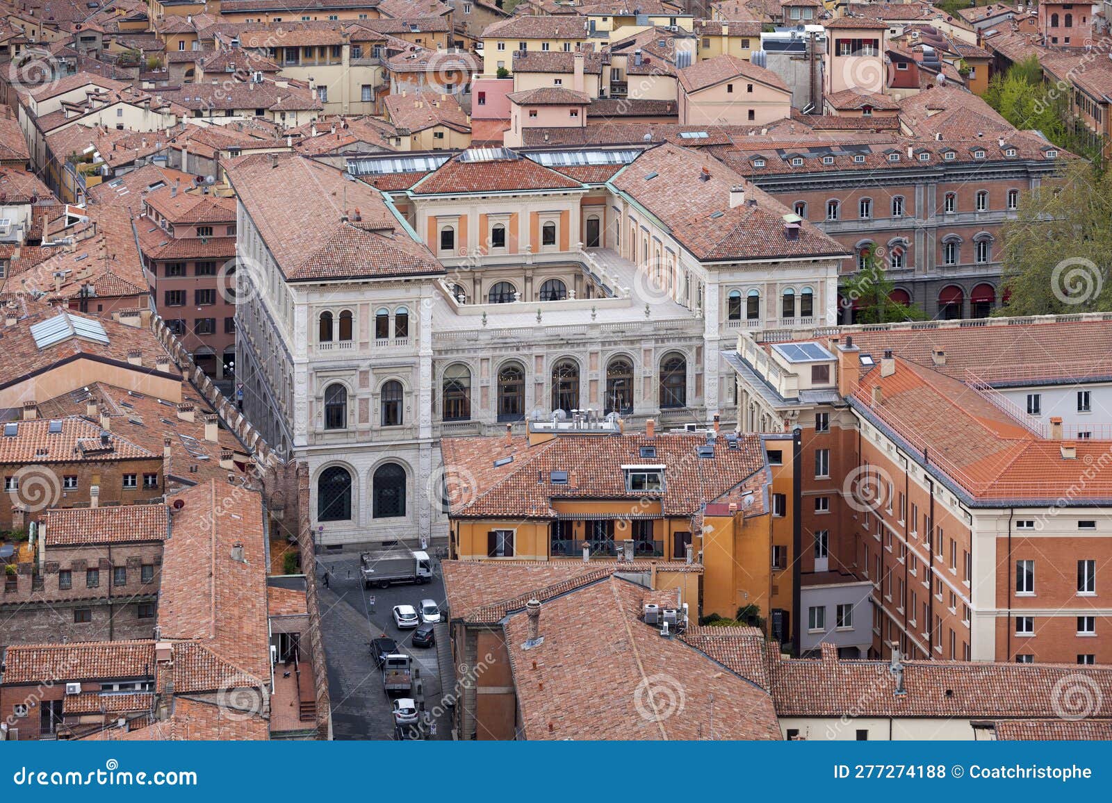 aerial view of the residence building of the savings bank of bologna