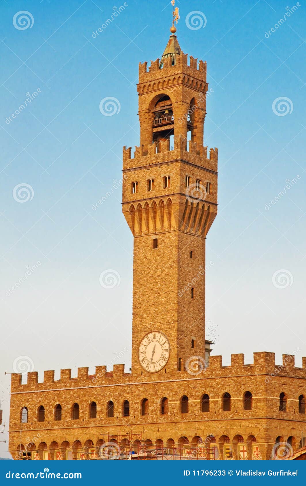 Palazzo Vecchio in Florenz, Italien am Sonnenuntergang