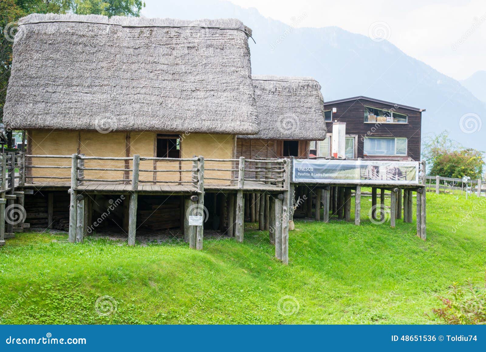 Paleolithic piledwelling stock photo. Image of architecture 48651536
