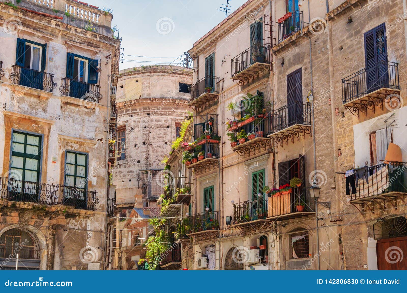palermo,sicilia, italy: street view of the old buildings
