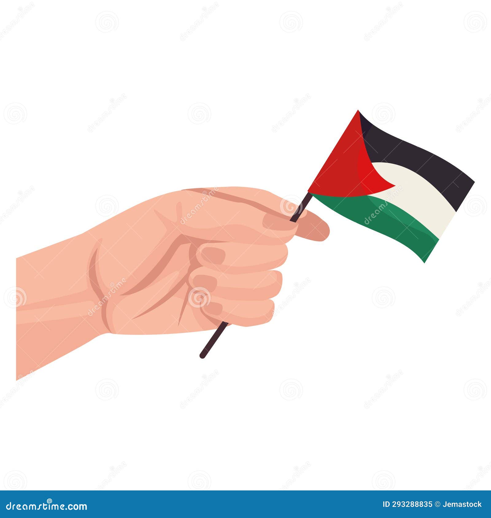 Palestine flag in hand stock illustration. Illustration of palestinian
