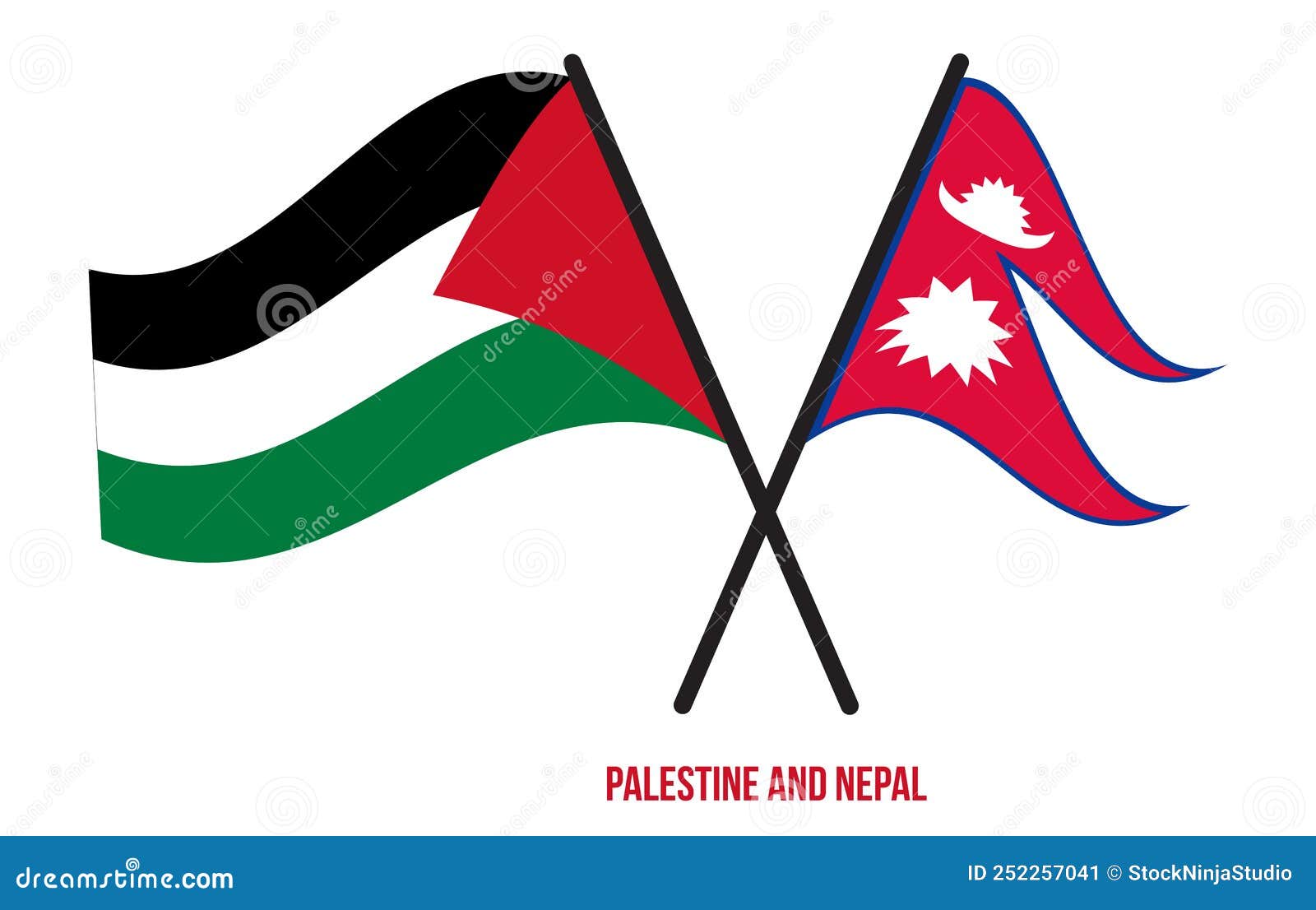 Crossed Flag Pins Nepal-Palestine Flags Shop