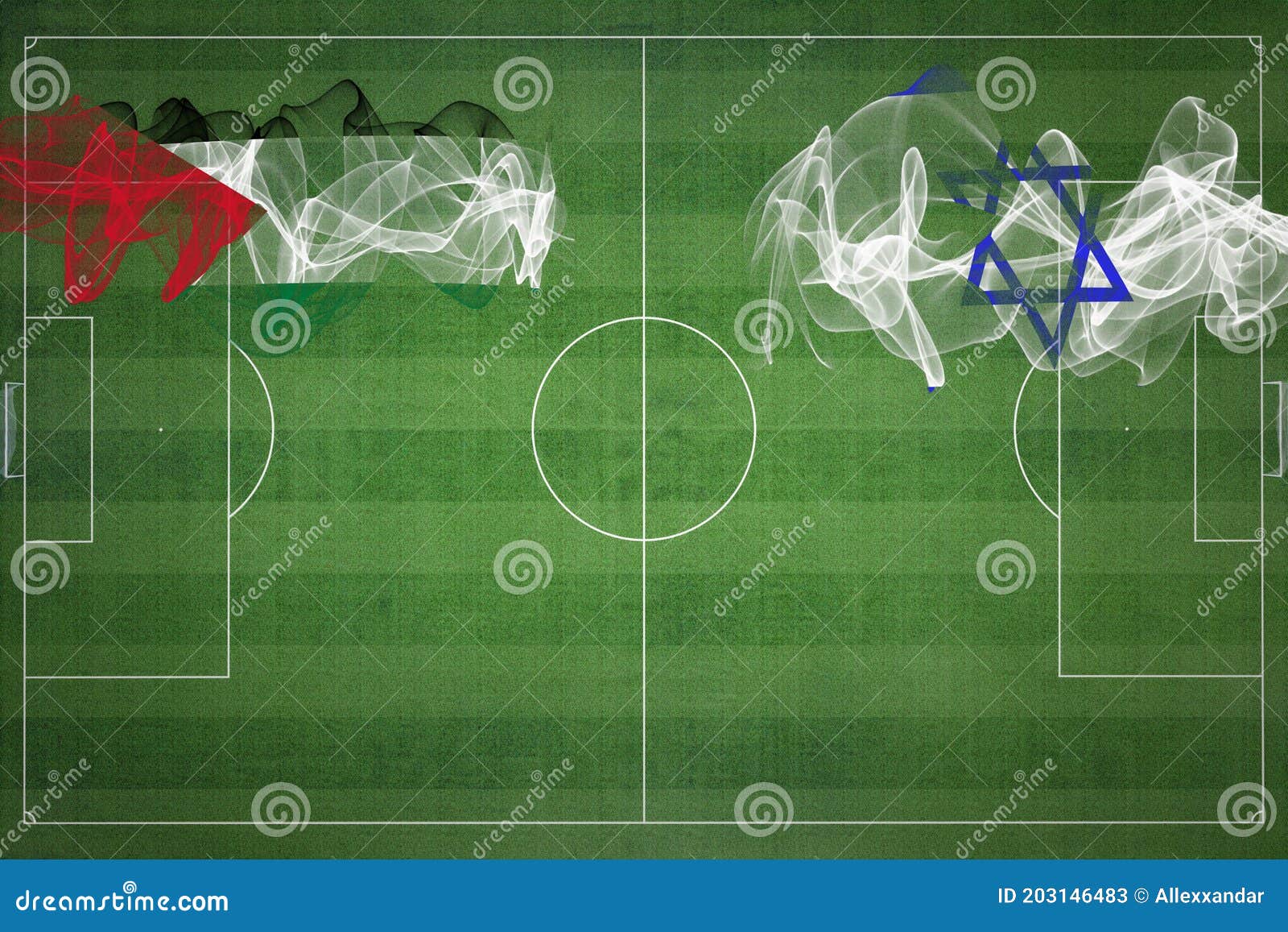 Palestine Vs Israel Soccer Match, National Colors, National Flags