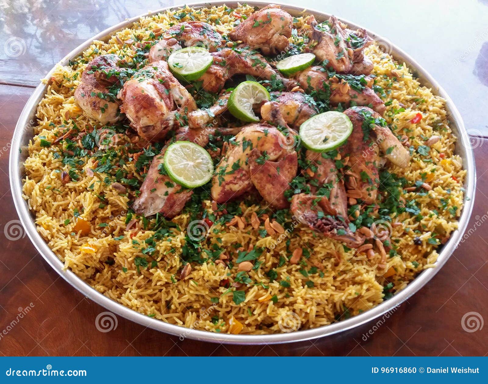 Palestinian Chicken And Rice Dish Stock Photo Image Of Chicken Lemon 96916860