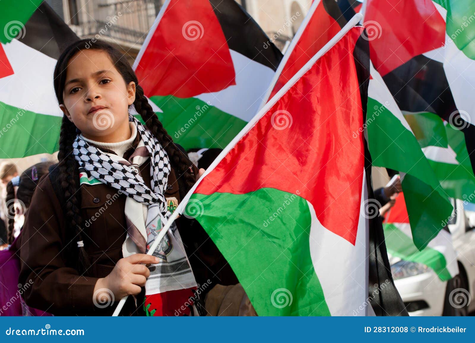 Palestinian Girl Scout and Flags Editorial Stock Photo Image of scout