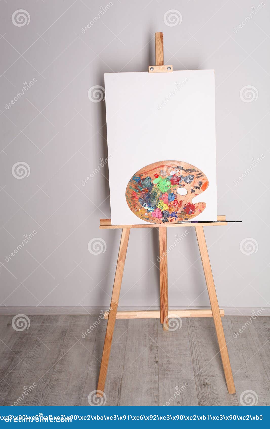 A palette on the easel. stock photo. Image of easel 103220800