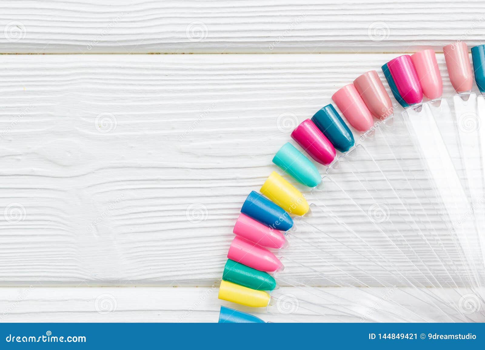 Download Palette For Nail Artist Work On White Wooden Desk Background Top View Mock Up Stock Image ...