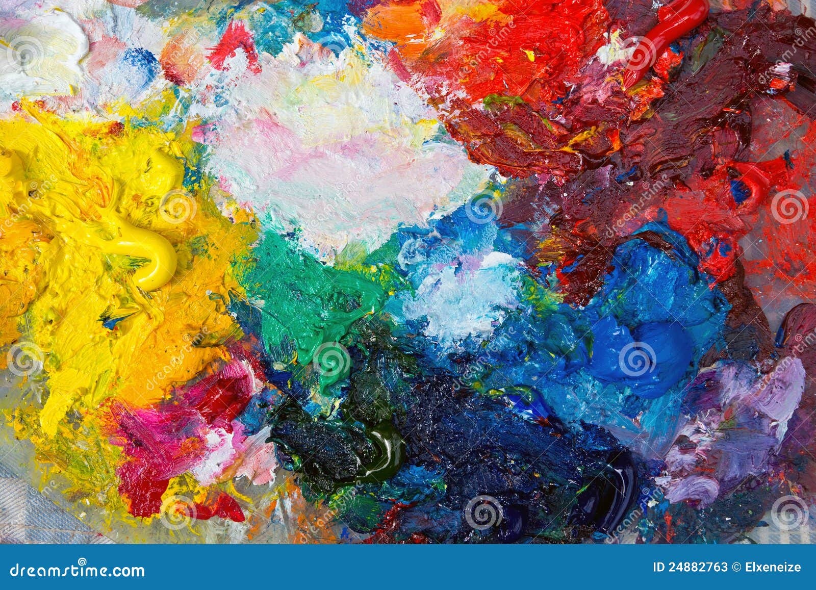 Palette with oil paint stock image. Image of background - 24882763