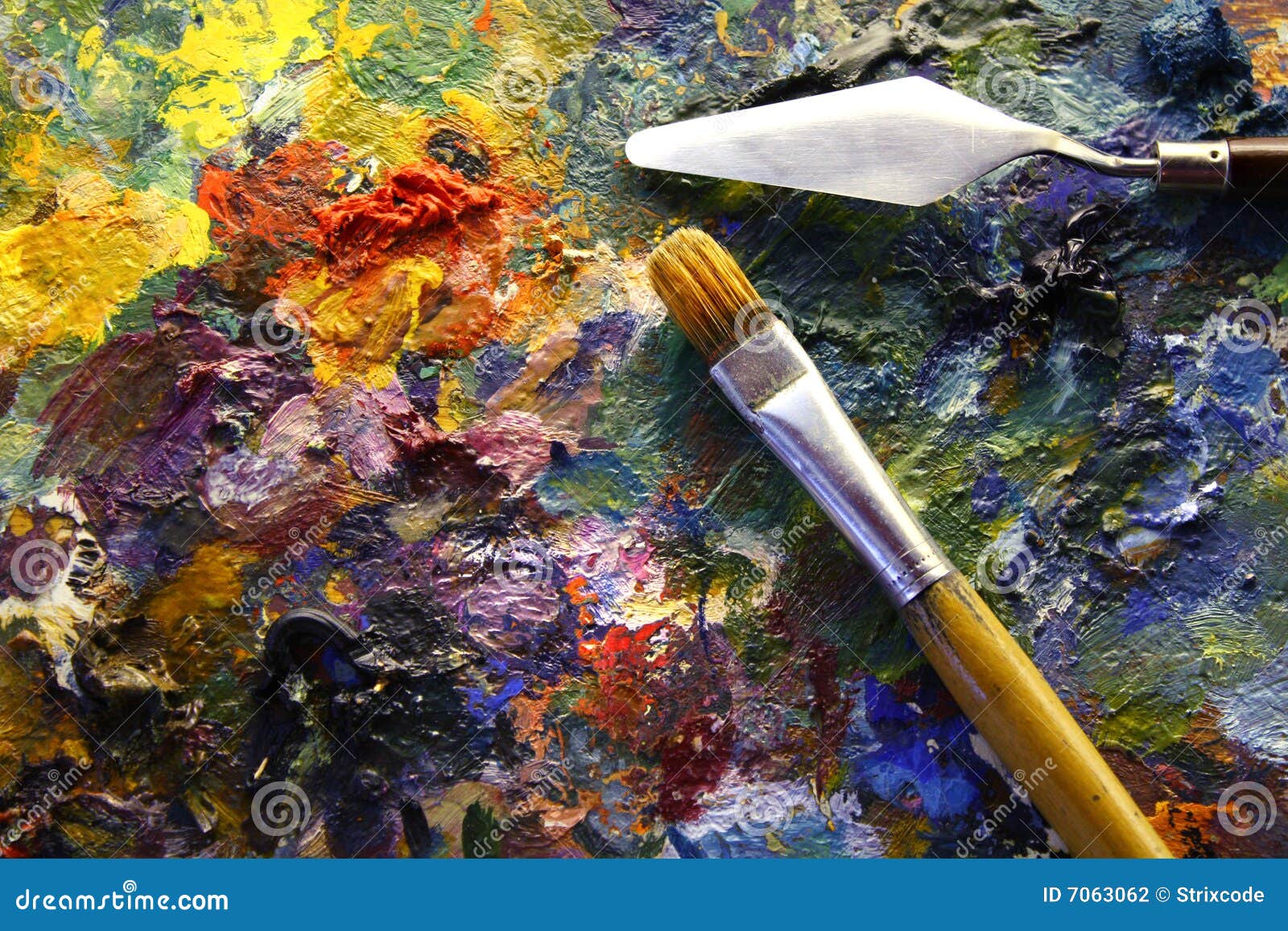 Palette with Paintbrush and Paletteknife Stock Photo Image of