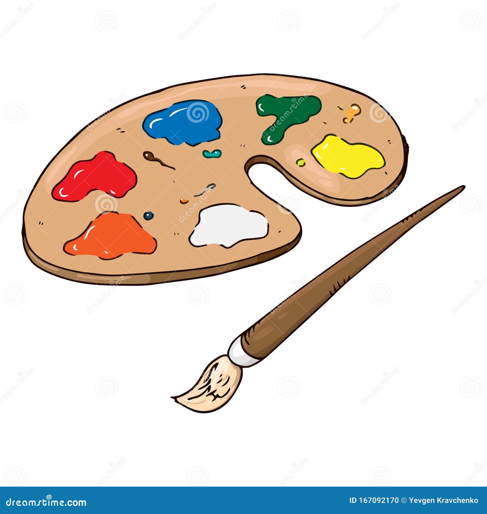 Palette with Paints Hand Drawn. Vector Illustration Palette with Paints