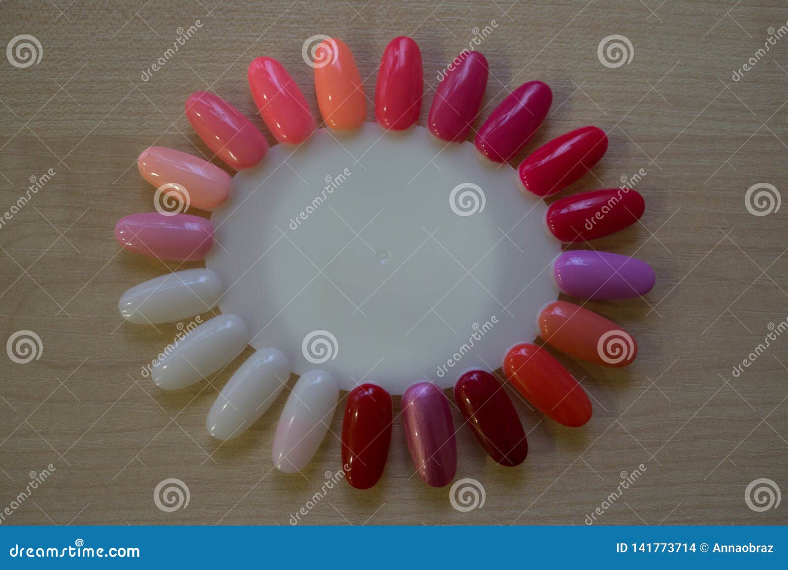 Palette for Samples of Multicolored Gel Nail Polish Stock Photo