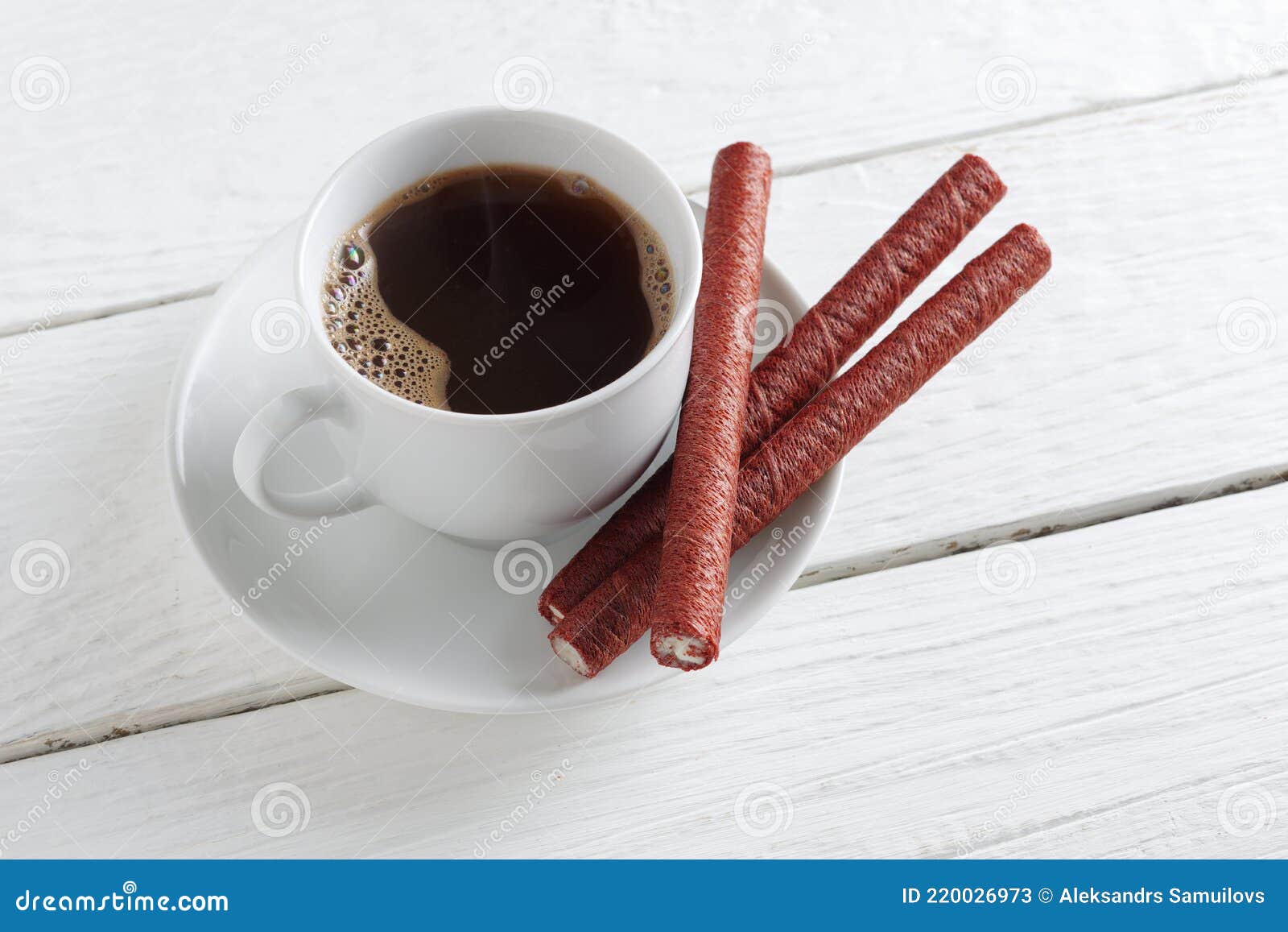 Palitos De Café Y Oblea De Chocolate Imagen de archivo - Imagen de llenado,  relleno: 220026973