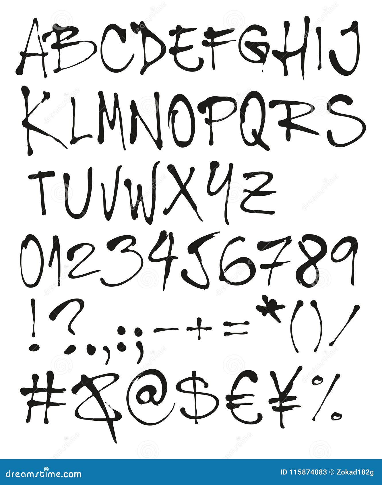 Palla Pen Handwriting Freehand Vector Font Con Le Lettere Maiuscole I Numeri I Segni Illustrazione Vettoriale Illustrazione Di Penna Scuola