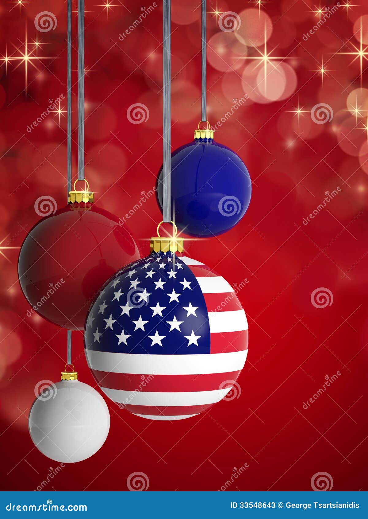 Immagini Natale Usa.Palle Di Natale Con La Bandiera Di U S A Illustrazione Di Stock Illustrazione Di Colori America 33548643