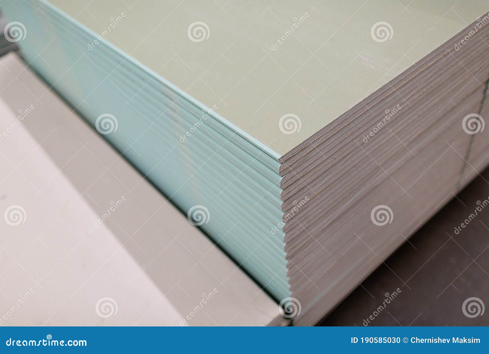 Pallet with Drywall Sheets Plasterboard in the Building Warehouse Store