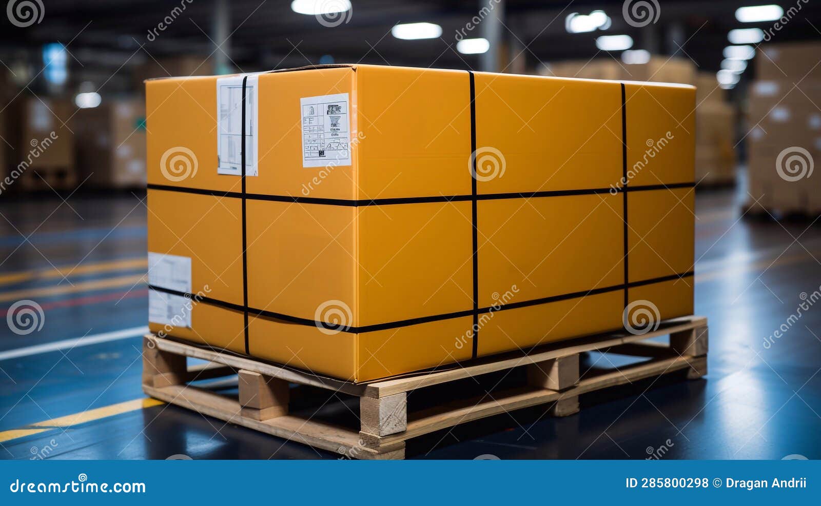 Pallet with a Large Cardboard Box. the Composition of the Logistics
