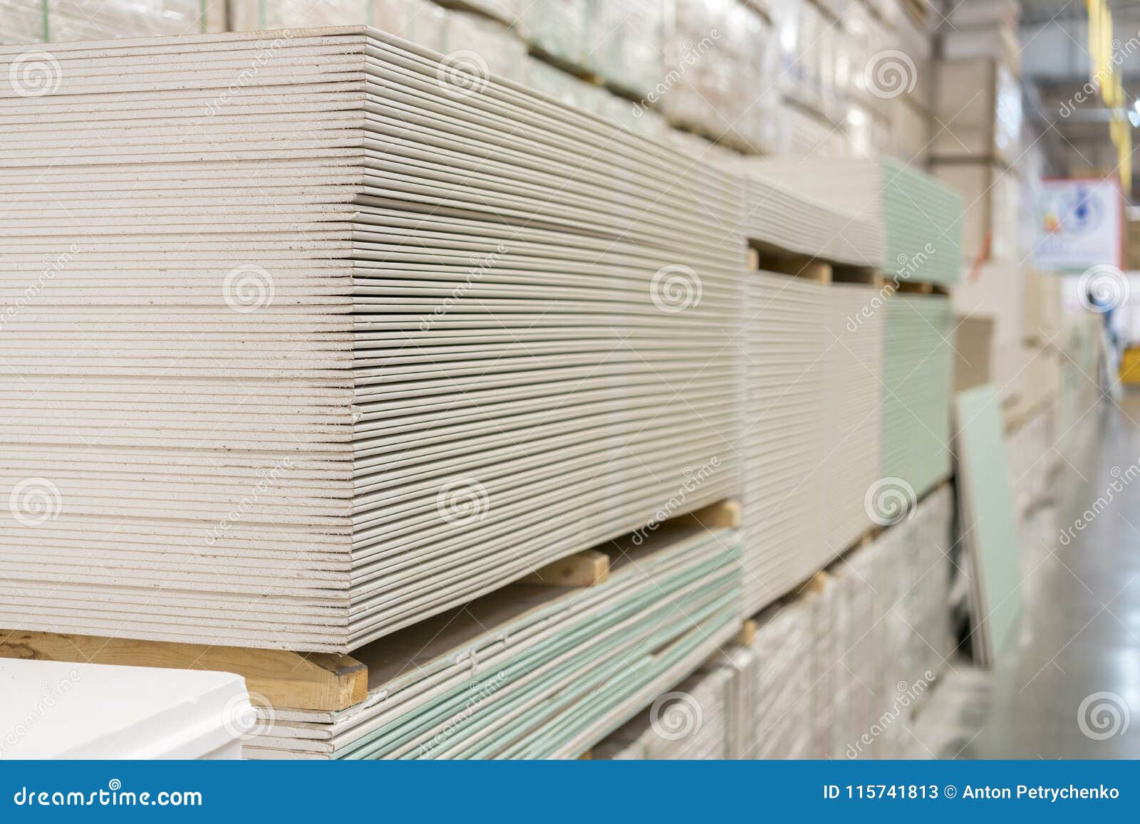 Pallet with Plasterboard in the Building Store Stock Image Image of