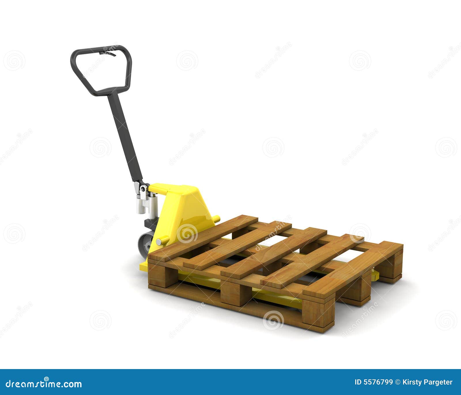 Pallet Truck Linear Technical Drawing. Manual Forklift For Warehouse