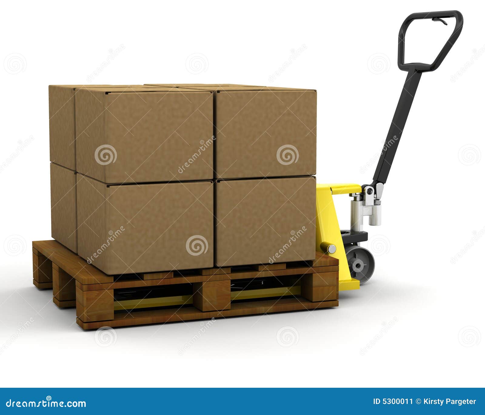 Pallet Truck Linear Technical Drawing. Manual Forklift For Warehouse