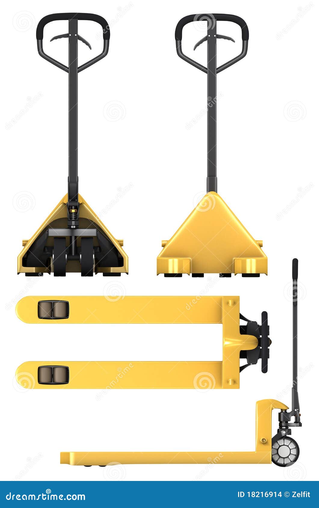 Pallet Truck Linear Technical Drawing. Manual Forklift For Warehouse