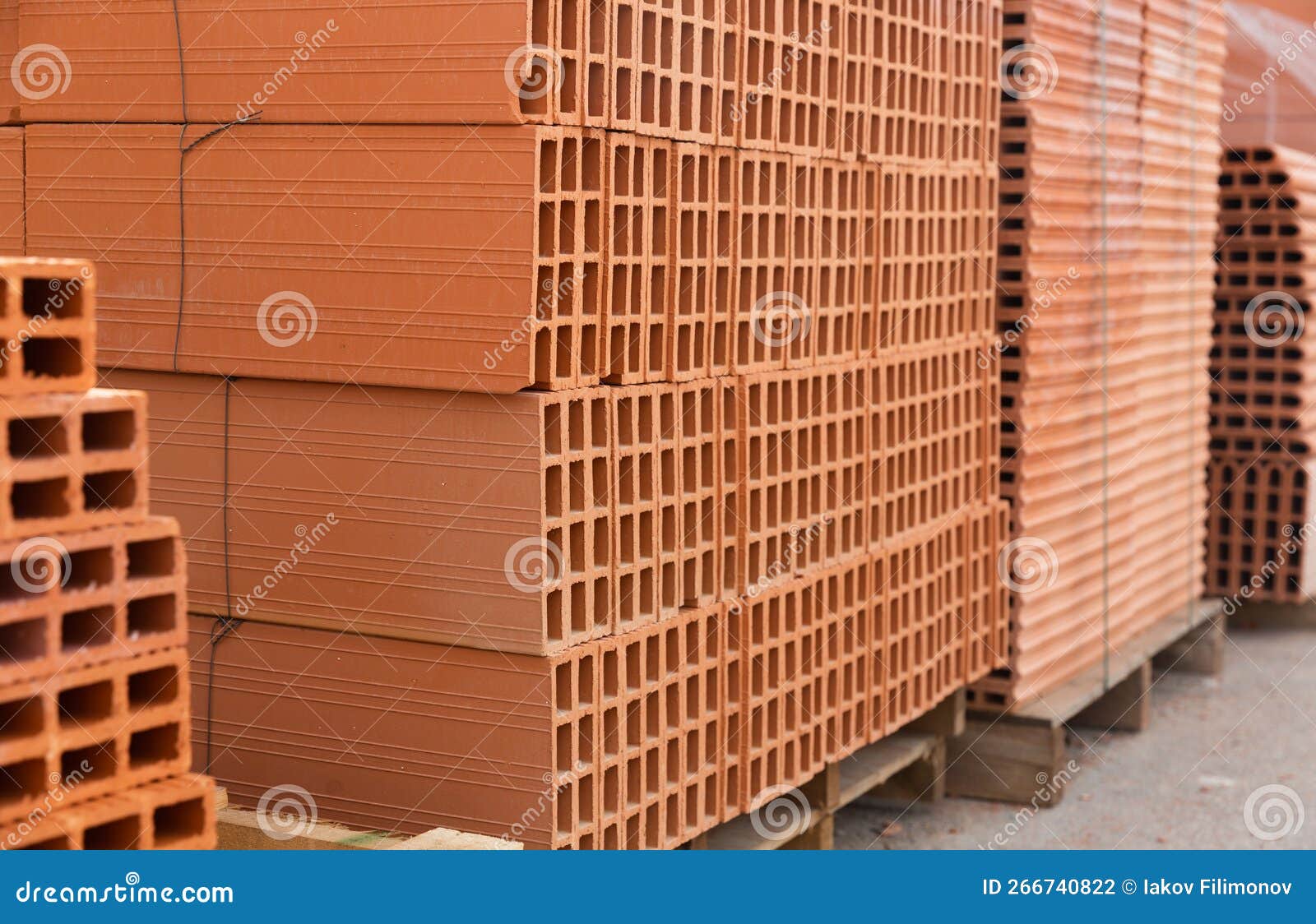 Pallets with Bricks in a Warehouse of Brick Factory Stock Photo Image