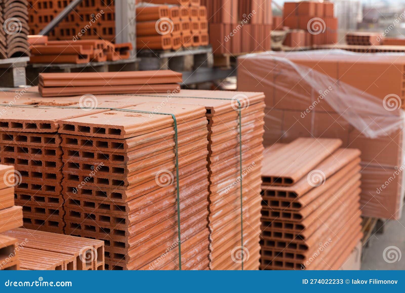 Pallets with Bricks in a Warehouse of Brick Factory Stock Image Image