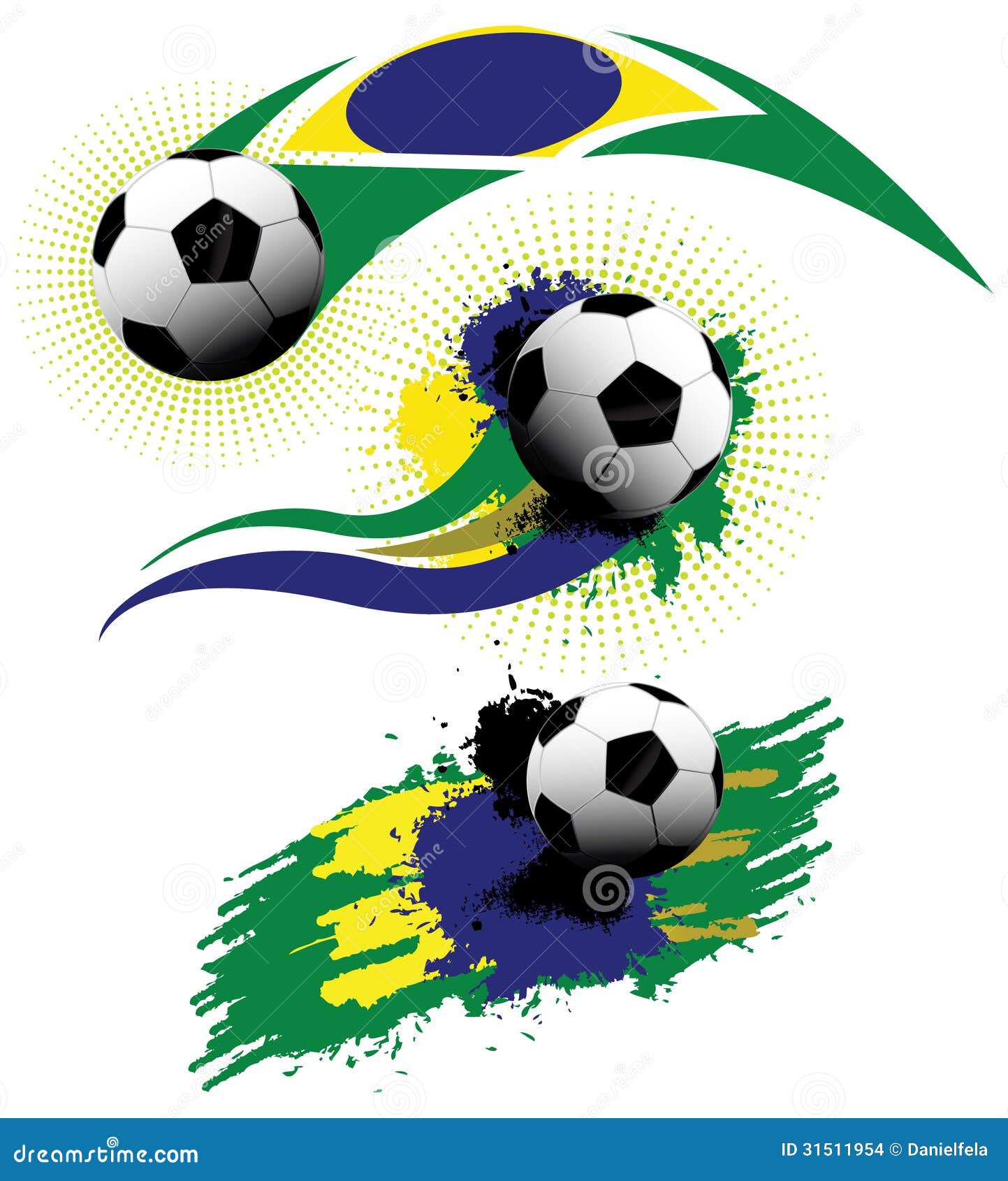Pallone Da Calcio Con La Bandiera Brasiliana Illustrazione Di Stock