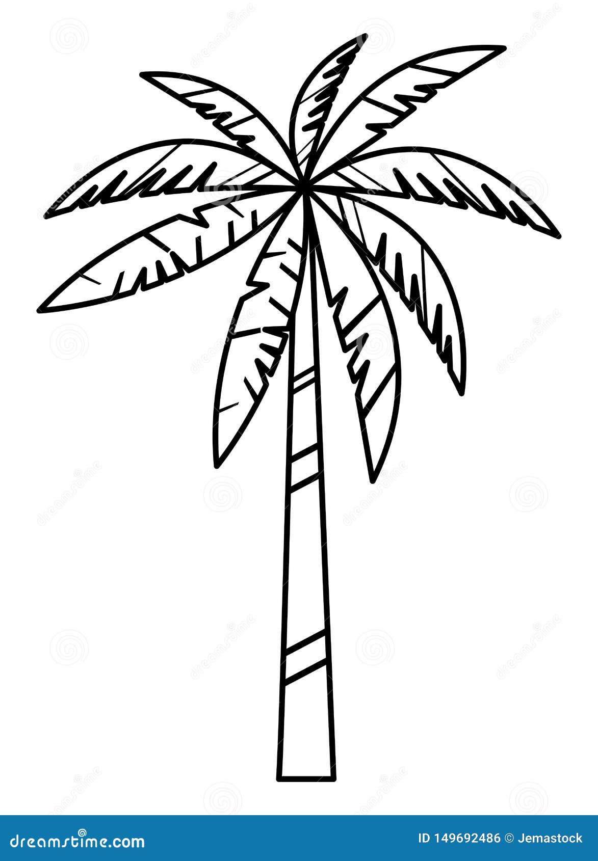 Palm Beach Tree Nature Cartoon in Black and White Stock Vector -  Illustration of plant, vacation: 149692486