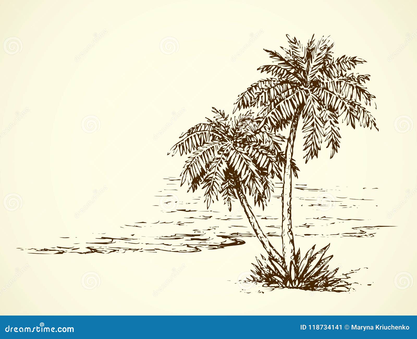 palm tree beach drawing
