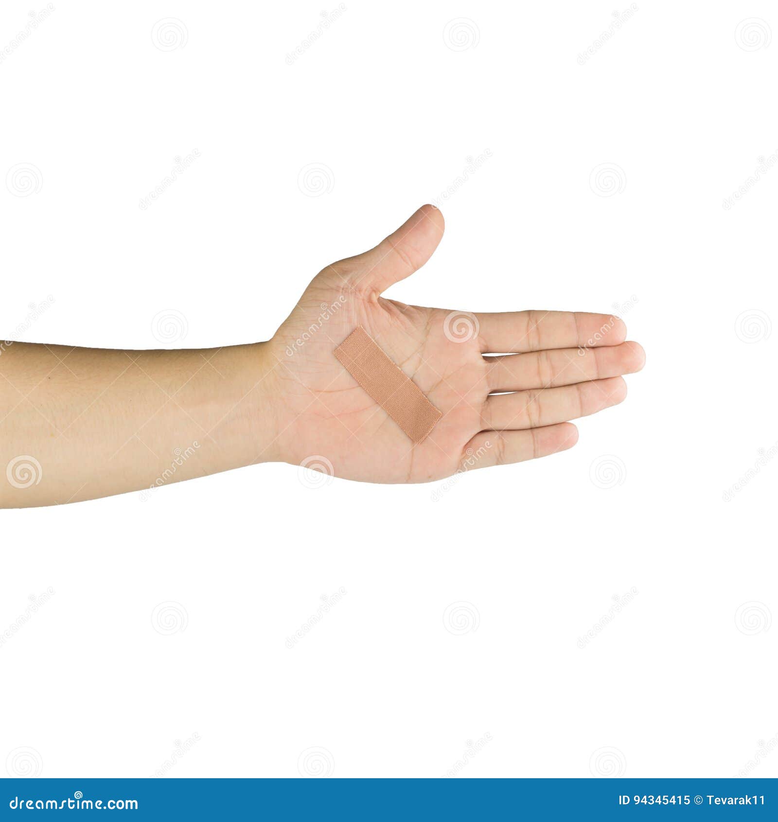 Palm and Fingers with Adhesive Bandage, Isolated on White Background Stock  Image - Image of skin, finger: 94345415